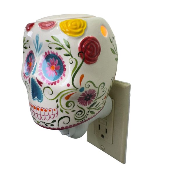 Other - White Sugar Skull Wax Warmer Plug In Day of the Dead Goth Home Decor Night Light